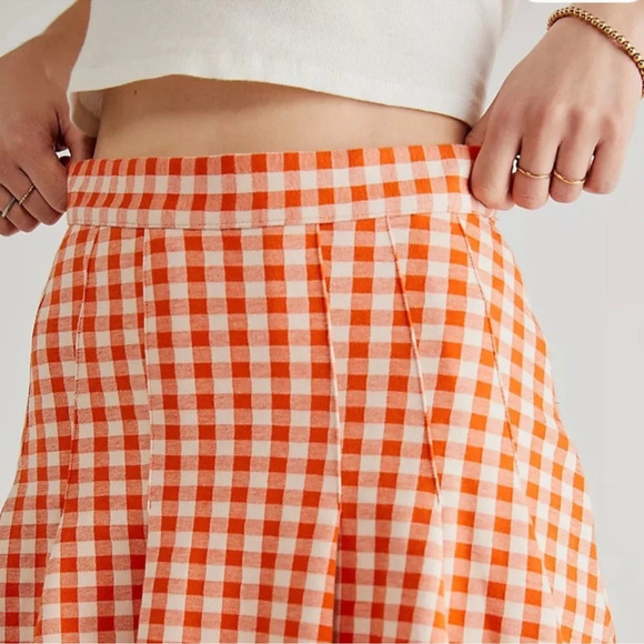 Free People Honey Plaid Pleated Gingham Skirt Size 8 NWOT - Picture 7 of 8